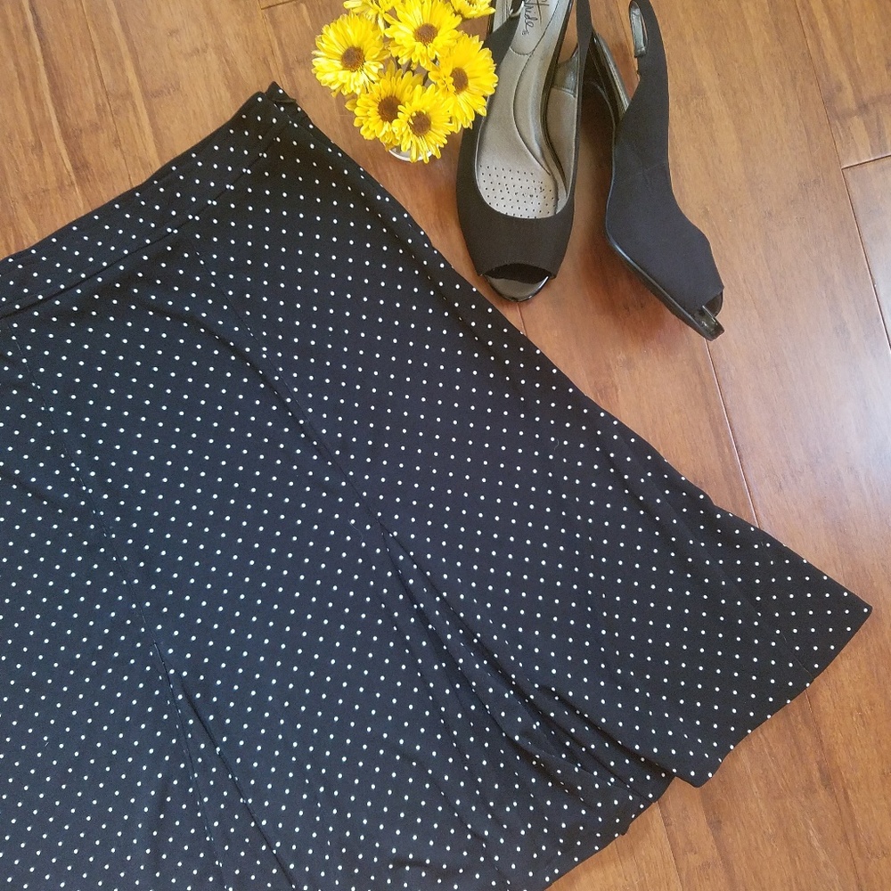 Talbots Black Polka Dot Swing Skirt